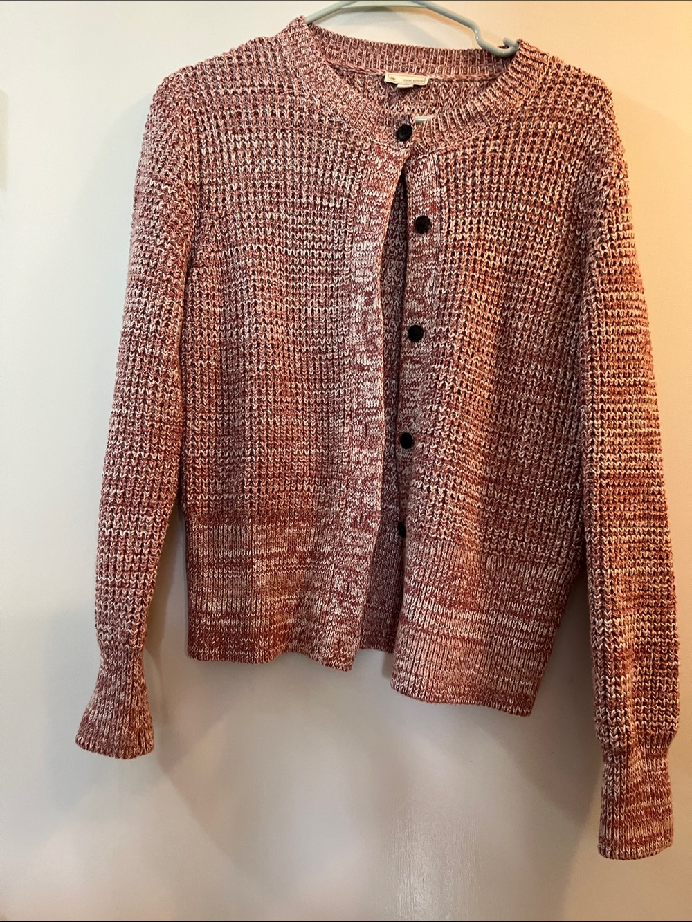 GAP Marled Rose Pink Button-Front Knit Cardigan